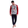 Pijama Hombre Invierno MICKEY MOUSE Gris Jaspe y Rojo