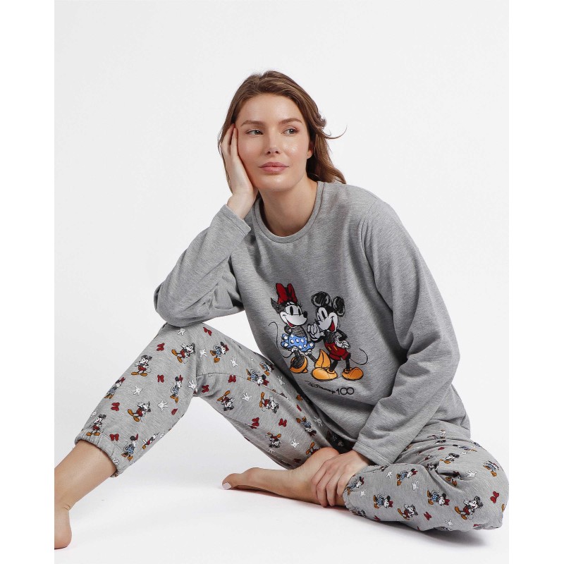 Pijama Mujer Invierno Felpa MICKEY y MINNIE Gris