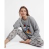 Pijama Mujer Invierno Felpa MICKEY y MINNIE Gris