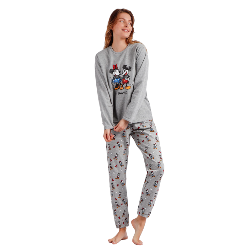 Pijama Mujer Invierno Felpa MICKEY y MINNIE Gris