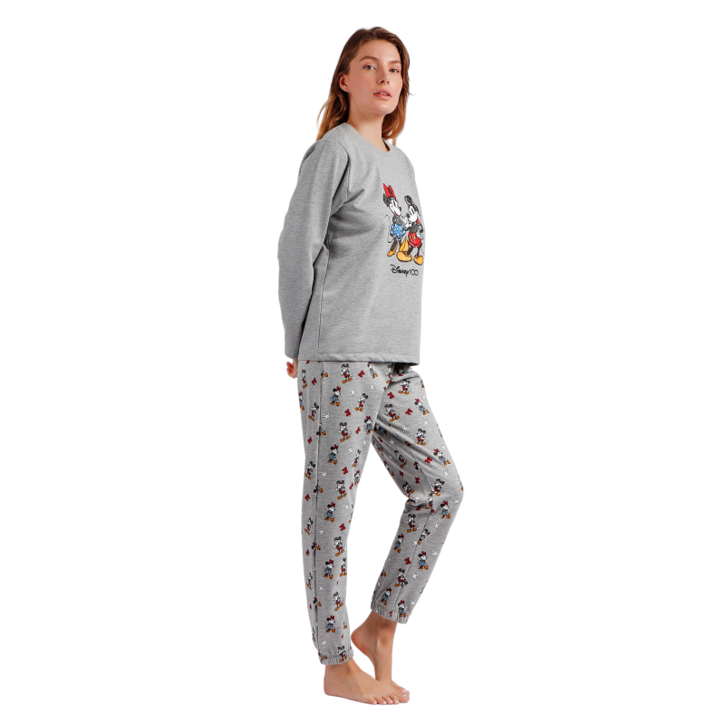 Pijama Mujer Invierno Felpa MICKEY y MINNIE Gris