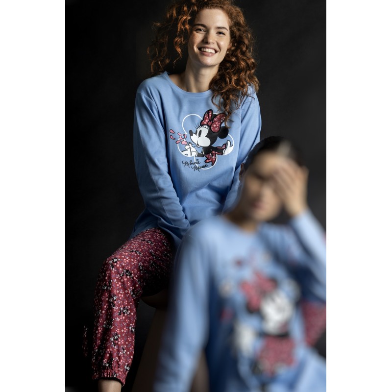 Pyjama Frauen Winter MINNIE MOUSE Pétalos Farbe blau