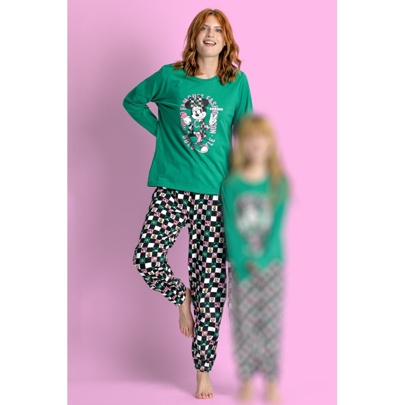 Pyjama Frauen Winter Afelpado MINNIE MOUSE Farbe Grün