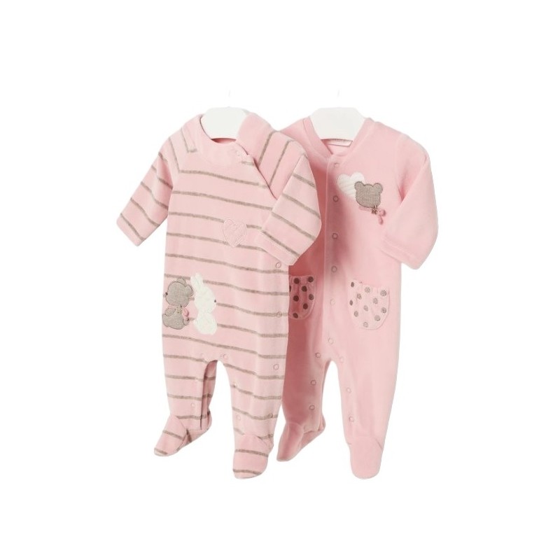 Set 2 Pijamas Terciopelo Bebé Niña MAYORAL Color Rosa