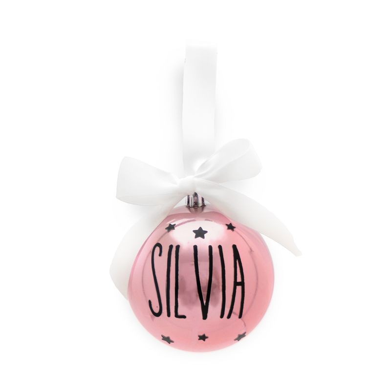 Bola con Lazo Navidad Rosa Perla personalizada