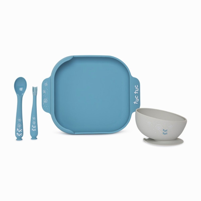 Set Vajilla Silicona TUC TUC LITTLE FOREST Color AZUL