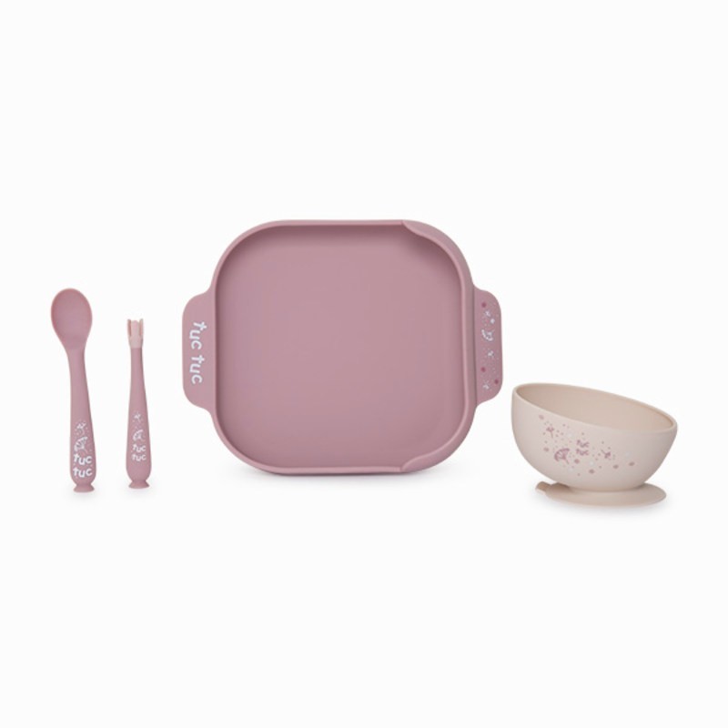 Conjunto de silicone Vajilla TUC TUC LITTLE FOREST Cor ROSA