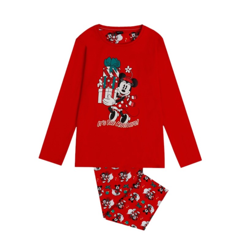 Pijama Invierno Navidad Niña Mickey Mouse Color Rojo