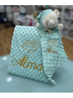 Confezione Manta e Dou Dou Baby Color MENTA y Dorado 2