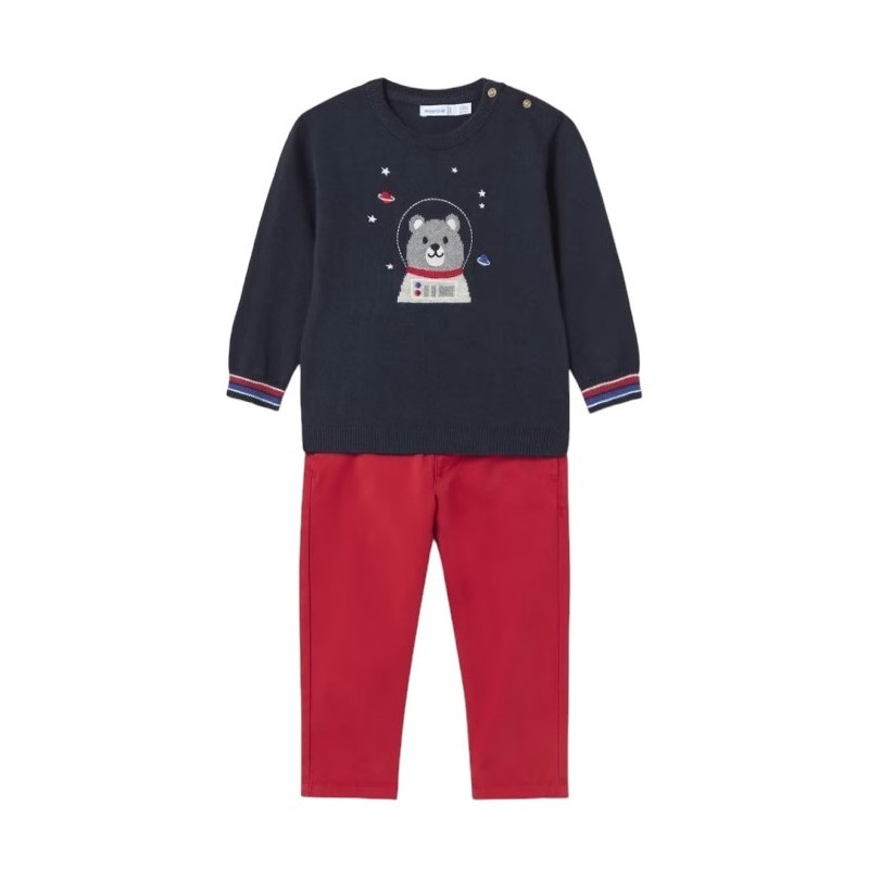 Pull et pantalon bébé MAYORAL Rouge