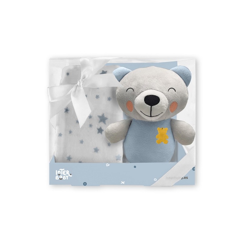 INTERBABAY Blue Baby Bear Decke und Plüschpaket