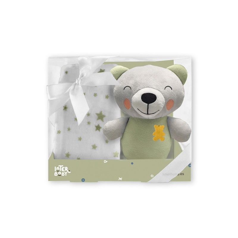 Pack Blanket e Teddy Bebé Osito INTERBABAY Verde