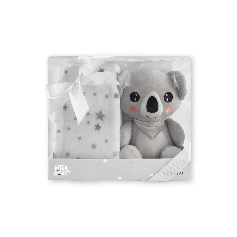 INTERBABAY Graues Koala-Babydecke- und Plüschpaket