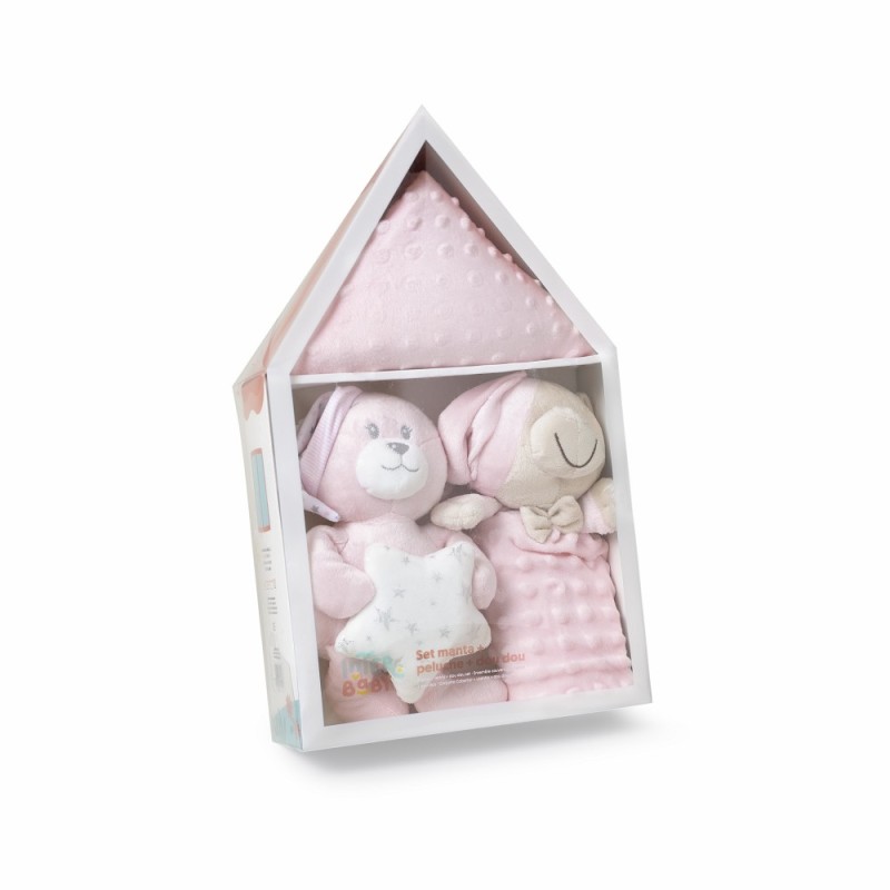 Coffret cadeau , Dou Dou et Teddy INTERBABY Rose Color