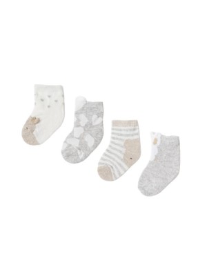 Set 4 chaussettes en coton Bébé MAYORAL Couleur Lino