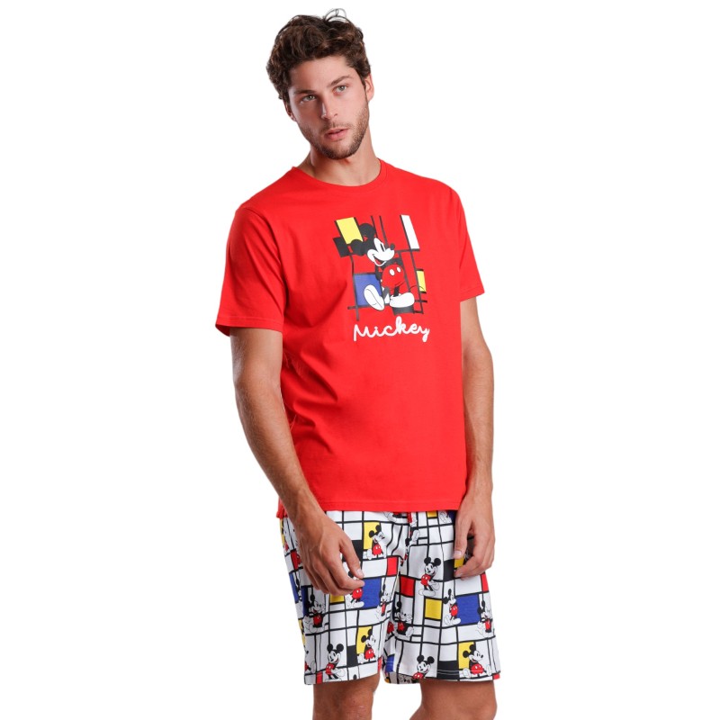 Pijama Hombre Verano DISNEY Mickey Mouse Rojo