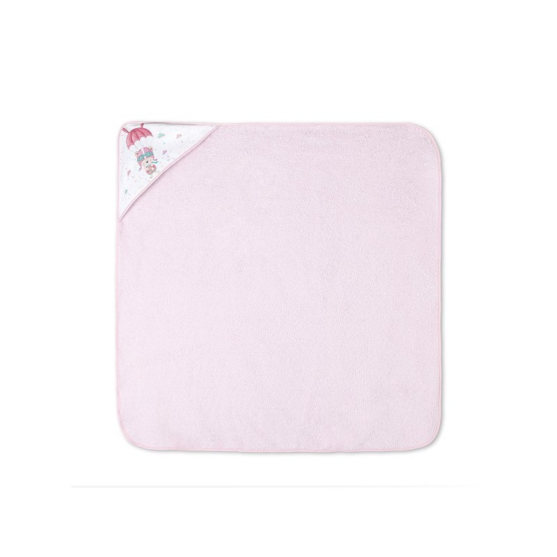 Capa de Baño y Babero Bebé Osito Paracaídas INTERBABY Rosa