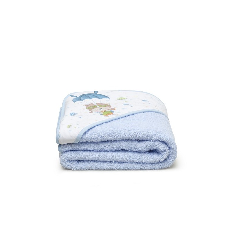 Capa de Baño y Babero Bebé Osito Paracaídas INTERBABY Azul