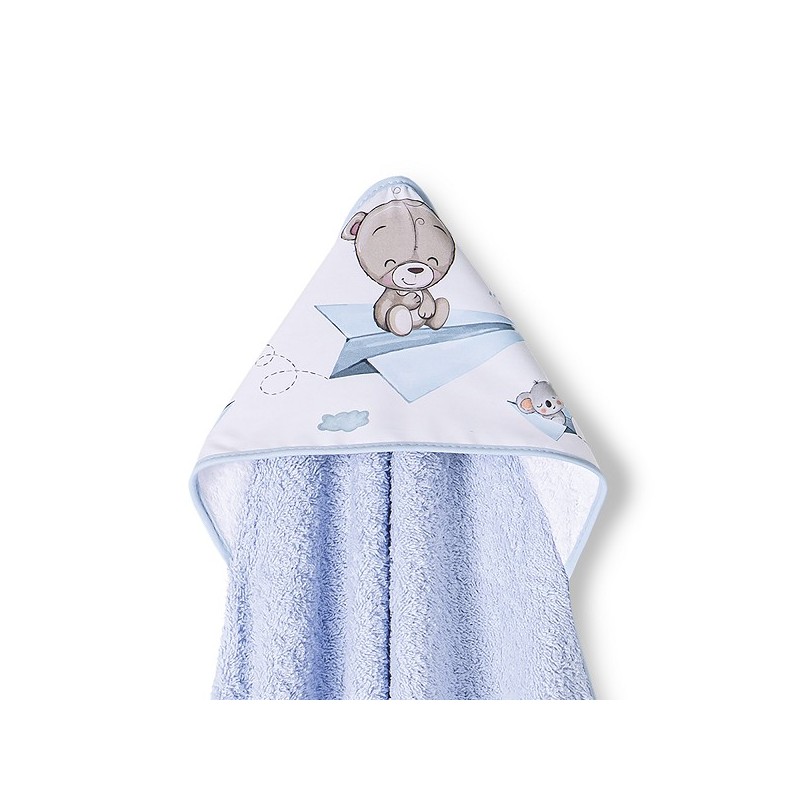 Capa de Baño y Babero Bebé Osito y Avión INTERBABY Azul