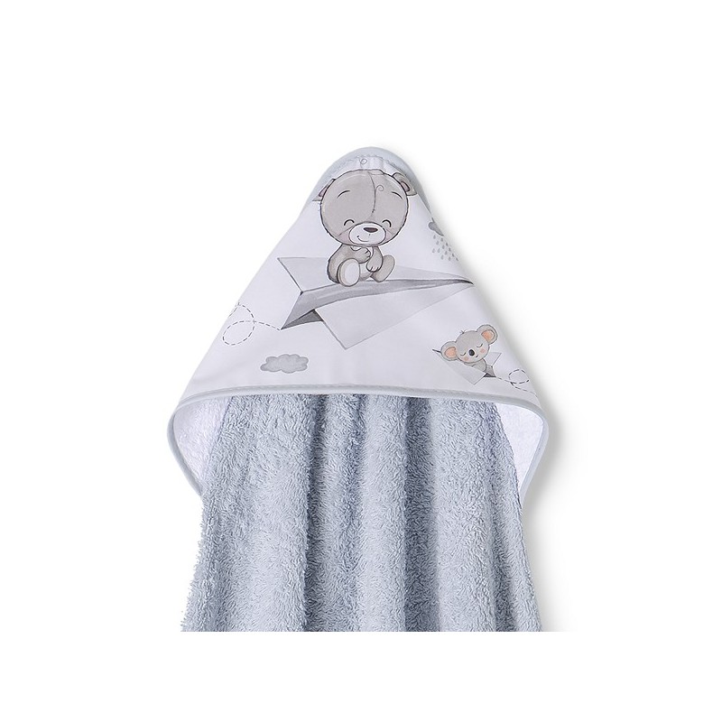 Capa de Baño y Babero Bebé Osito y Avión INTERBABY Gris