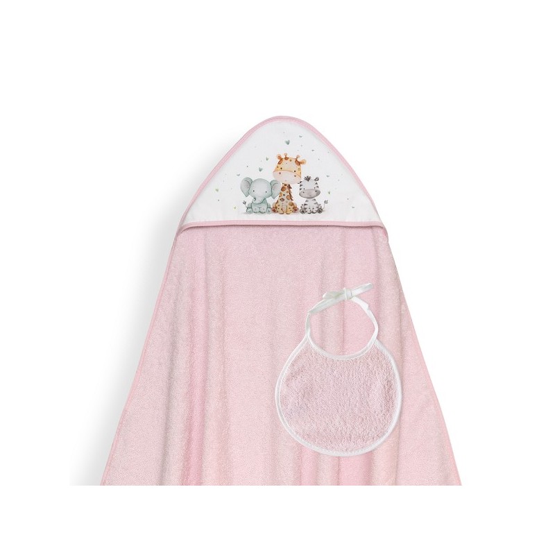 Capa de Baño y Babero Bebé Animales Babys INTERBABY Rosa