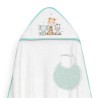 Capa de Baño y Babero Bebé Animales Babys INTERBABY Blanco y Menta