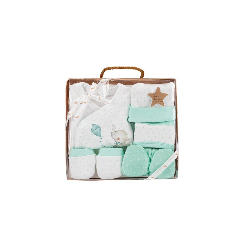 Set Regalo Bebé 5 Piezas Elefantito INTERBABY Verde