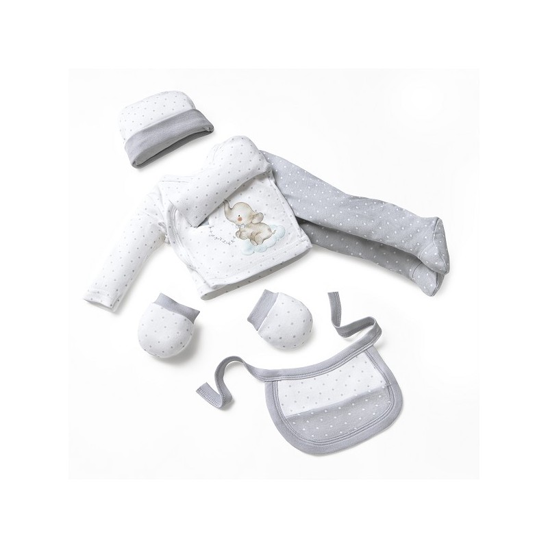 Set Regalo Bebé 5 Piezas INTERBABY Elefante GRIS