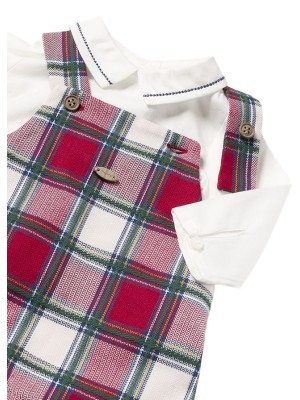 Conjunto 3 piezas peto cuadros recién nacido MAYORAL 2