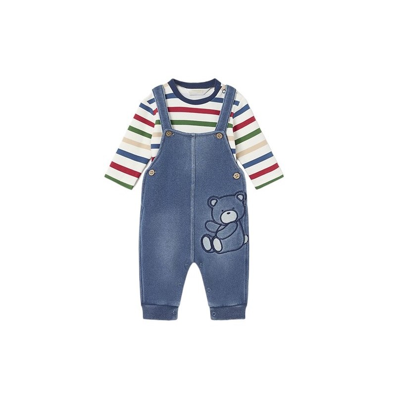 Suitcase peto et t-shirt bébé MAYORAL Jean Bleu