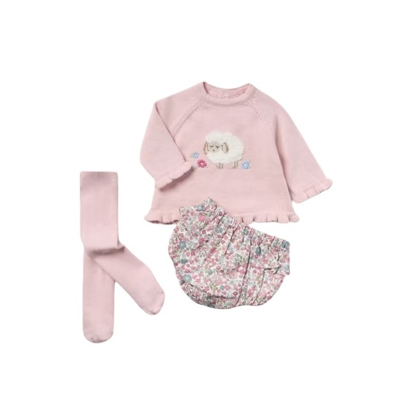 Conjunto 3 piezas recién nacida MAYORAL Rosa Baby