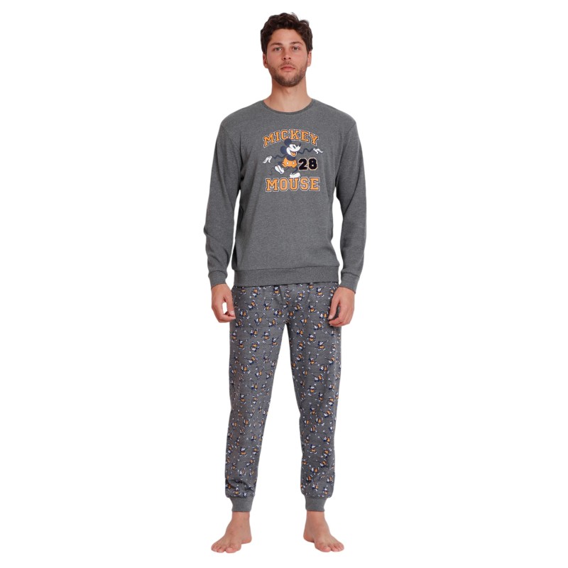 Pijama Hombre Invierno Mickey Mouse Disney Gris