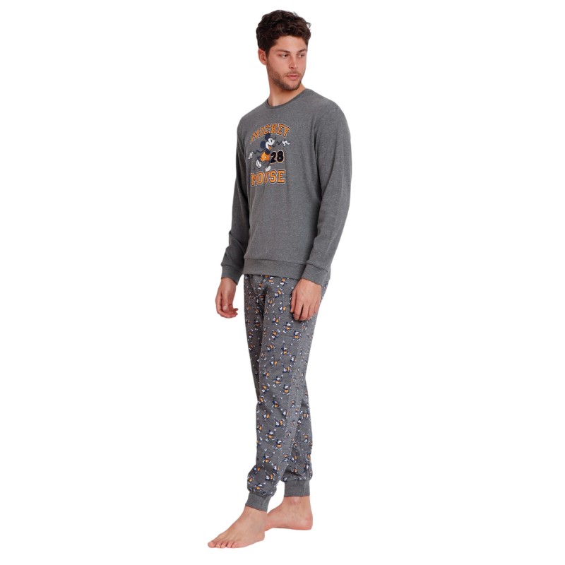 Pijama Hombre Invierno Mickey Mouse Disney Gris