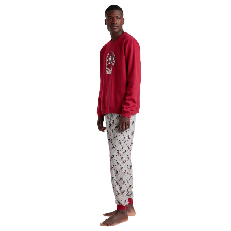 Pijama Hombre Invierno Mickey Mouse Disney Burdeos