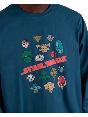 Pigiama Invernale da Uomo con Personaggi STAR WARS Blu 2