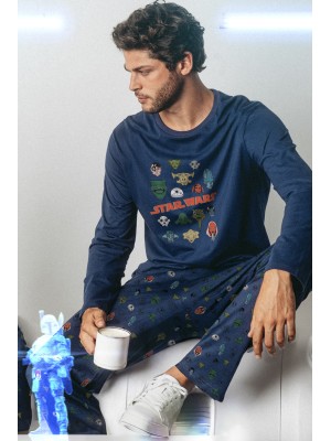 Pyjama Herren Winter Charaktere STAR WARS Blau