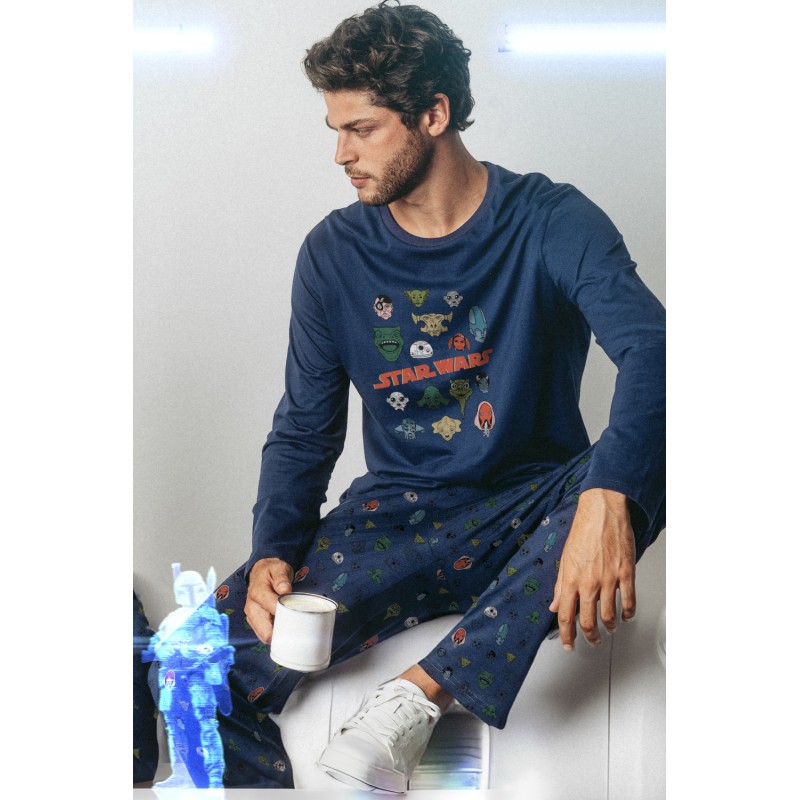 Pyjama Herren Winter Charaktere STAR WARS Blau