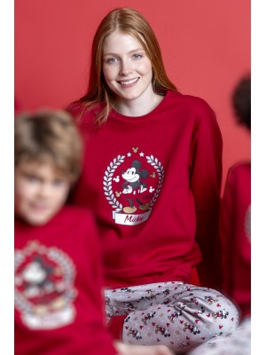 Pijama Femmes hiver Mickey Mouse Disney Bordeaux