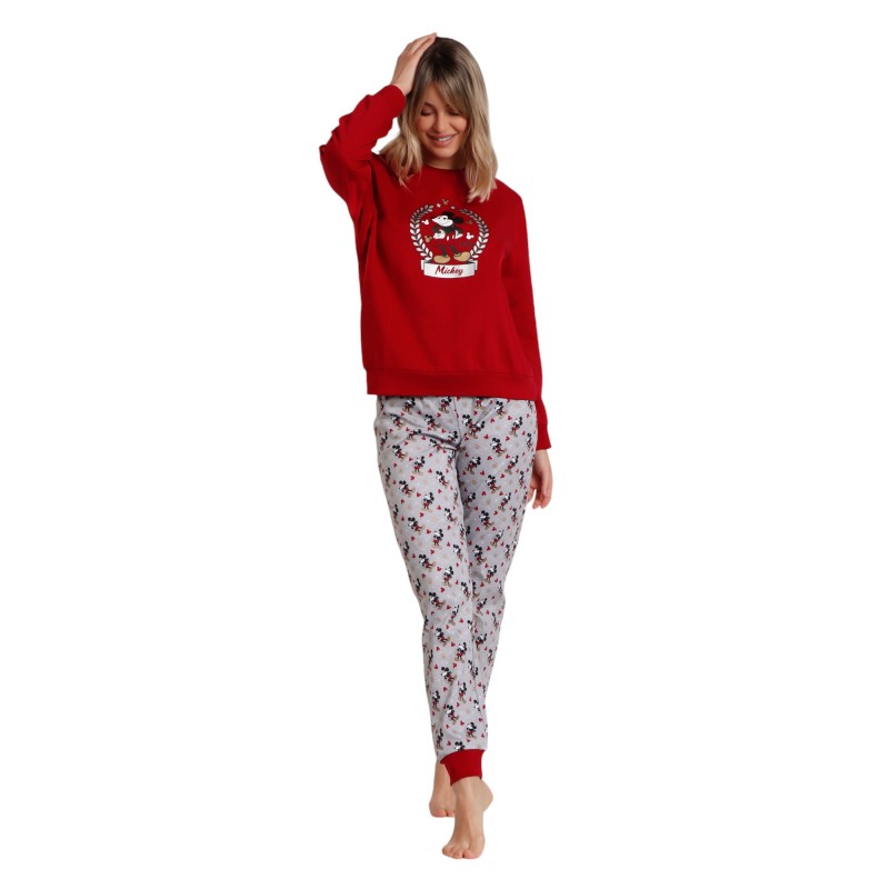 Pijama Mujer Invierno Mickey Mouse Disney Burdeos