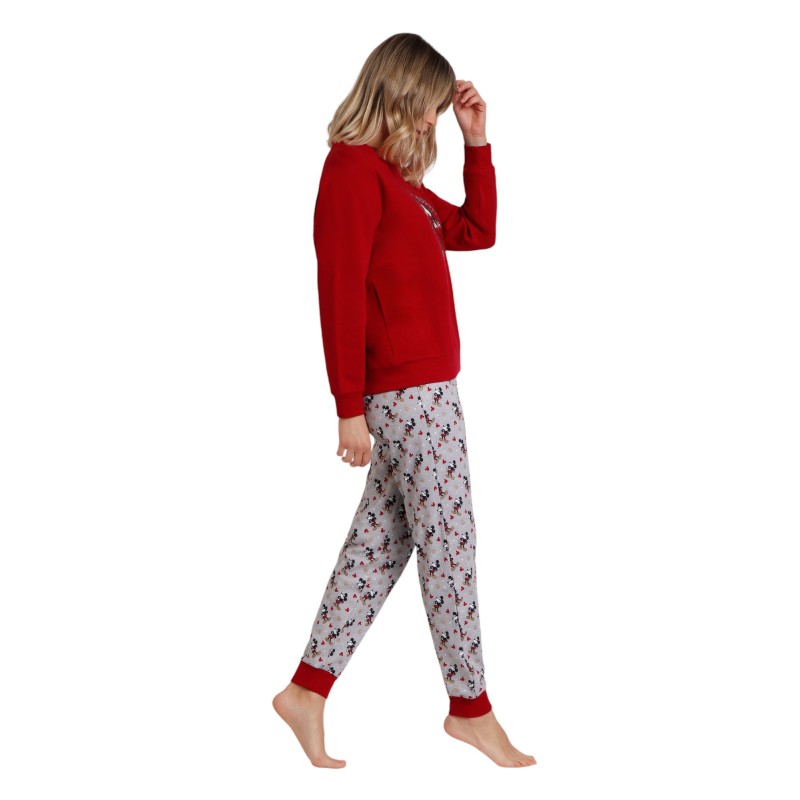 Pijama Mujer Invierno Mickey Mouse Disney Burdeos