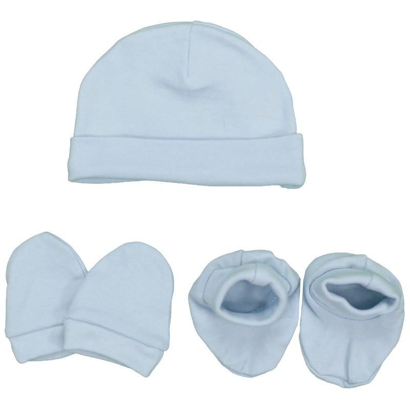 Set neonato Cappello, manopole e scarpine blu