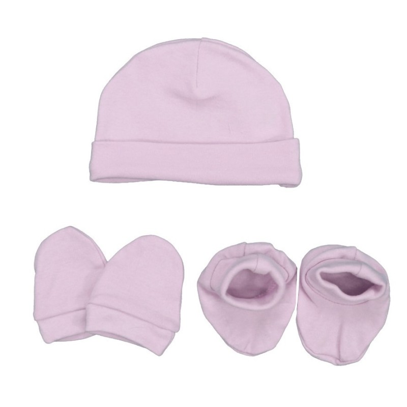 Set Recién Nacida Gorro Manoplas y Patucos ROSA