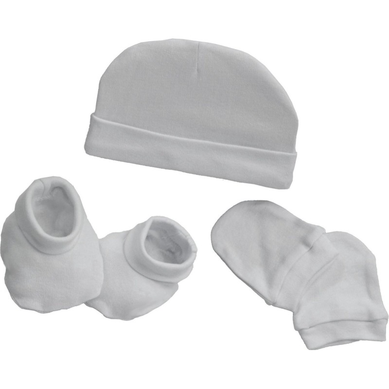 Set Recién Nacidos Gorro Manoplas y Patucos BLANCO