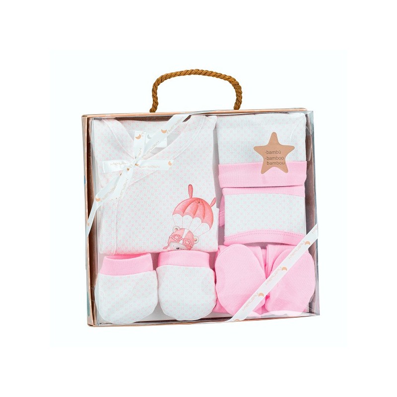 Set Regalo Bebé 5 Piezas INTERBABY Paracaídas ROSA