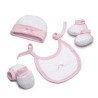 Set Regalo Bebé 4 Piezas Puntitos Gorro + Patucos + Manoplas + Babero INTERBABY ROSA