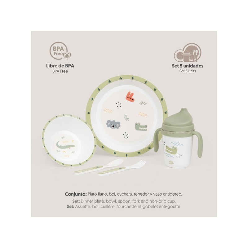 Set Mi Primera Vajilla 5pcs AUSTRALIA Verde Interbaby