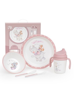 Set Mi Primera Vajilla 5pcs MUSIC Rosa Interbaby