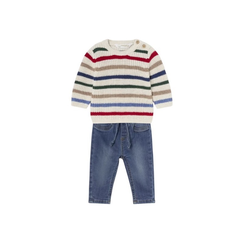 Jeans da bambino e maglione a righe MAYORAL