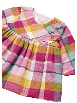 Vestido cuadros recién nacida MAYORAL Chicle 2