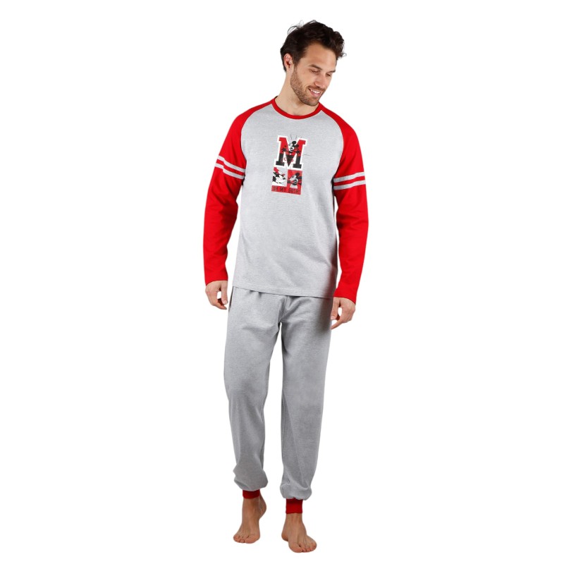 Pijama Hombre Invierno MICKEY Disney Rojo